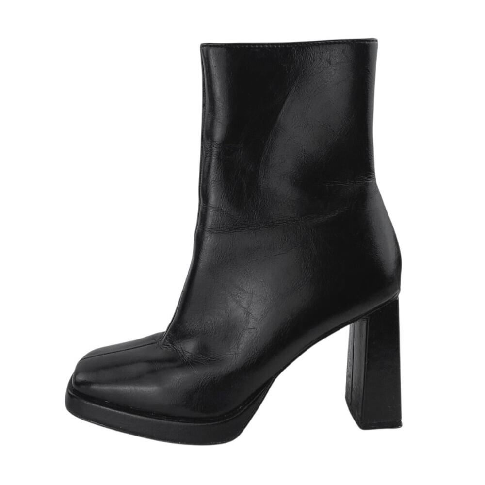 Steve Madden Freya Women's Black Leather Square Toe Zipper Heeled Boots Size 8M